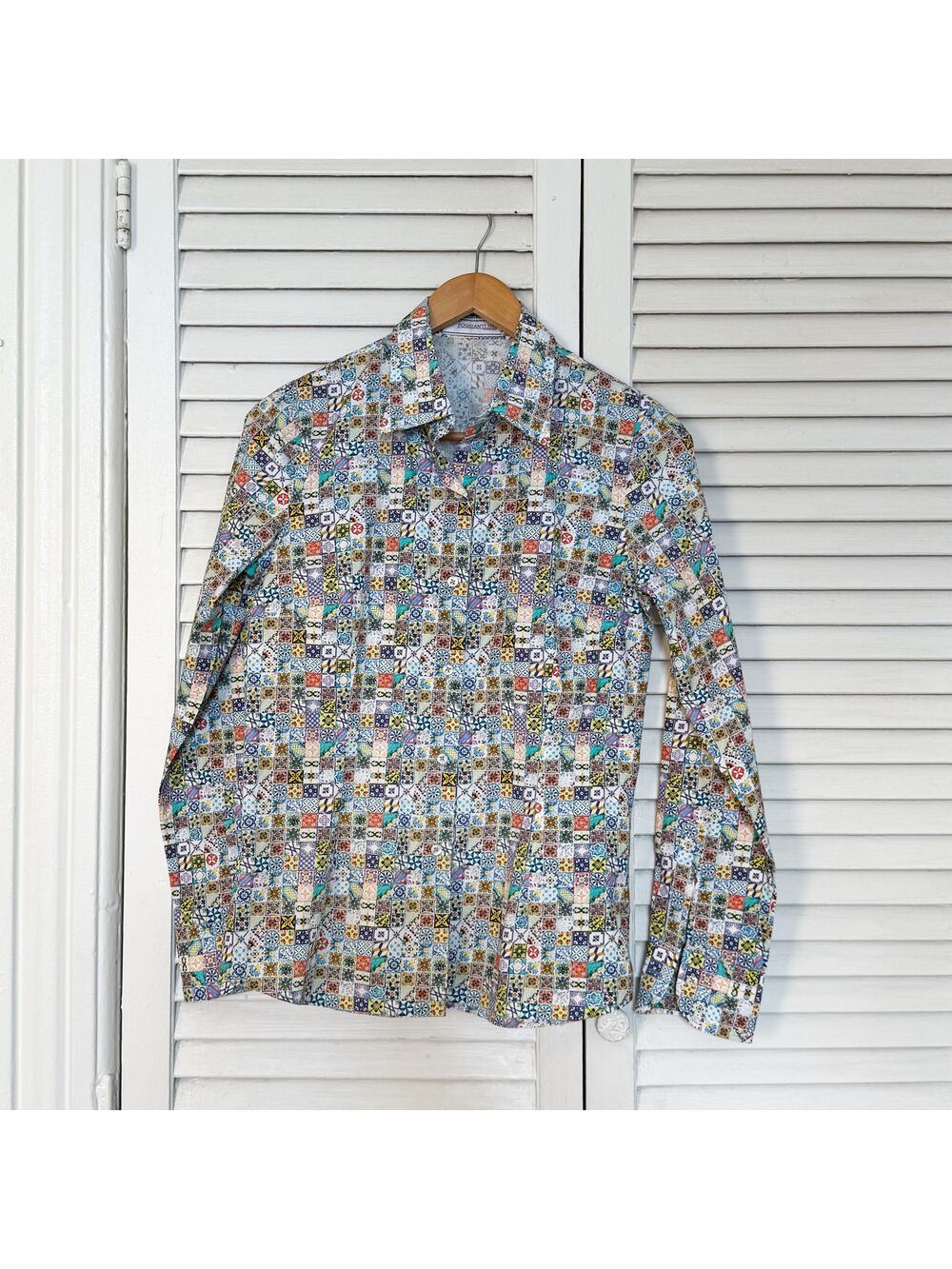 Poggianti 1958 Women's Patchwork Patterned Blouse 100% Cotton, size small